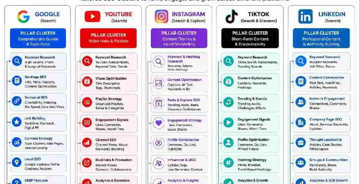 platform-specific seo clusters