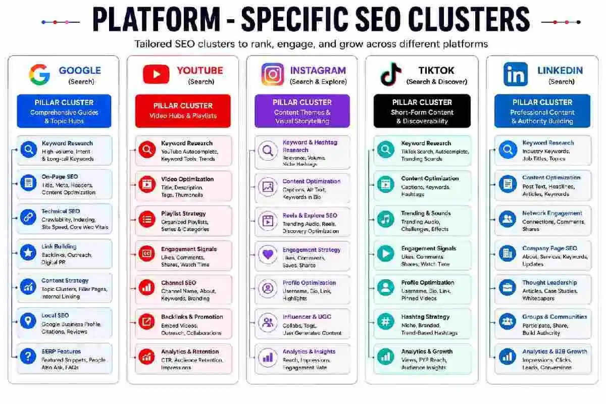 platform-specific seo clusters